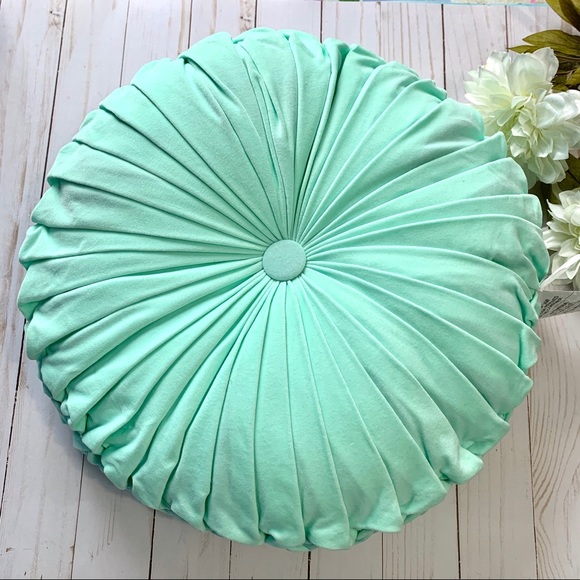 Opalhouse Other - Opalhouse Aqua Pleated Velvet Round Throw Pillow